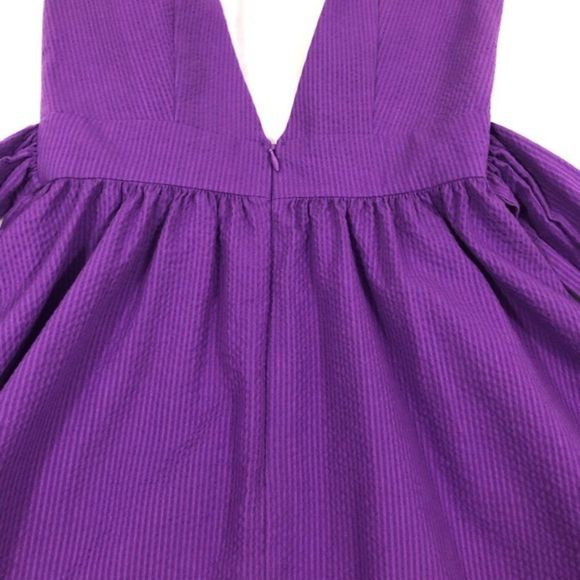 Lauren James Purple Seersucker Minidress Plunge Sz XS - Picture 8 of 10